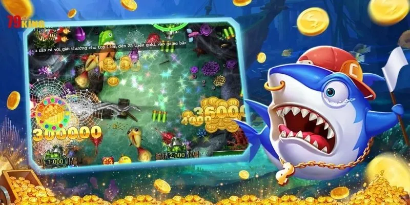 Màn hình game bắn cá 79KING với cá mập và nhiều mục tiêu