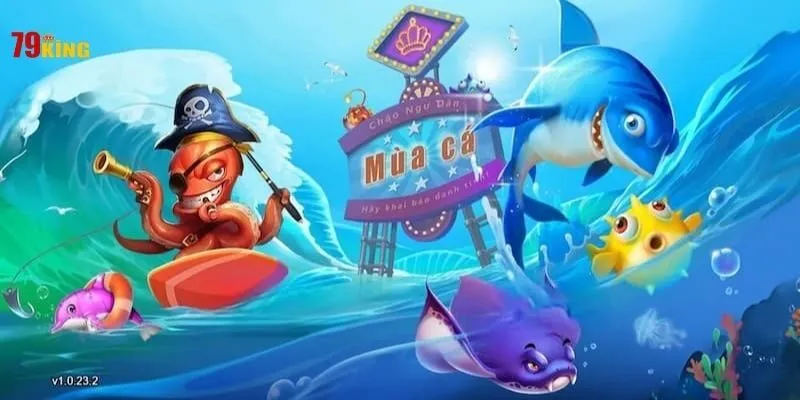 Bí Mật Bắn Cá Phát Lộc 79King: 7 Tuyệt Kỹ Ria Mép & Săn Boss (2026) 4 Bắn cá phát lộc 79KING với cá mập, bạch tuộc và đàn cá.