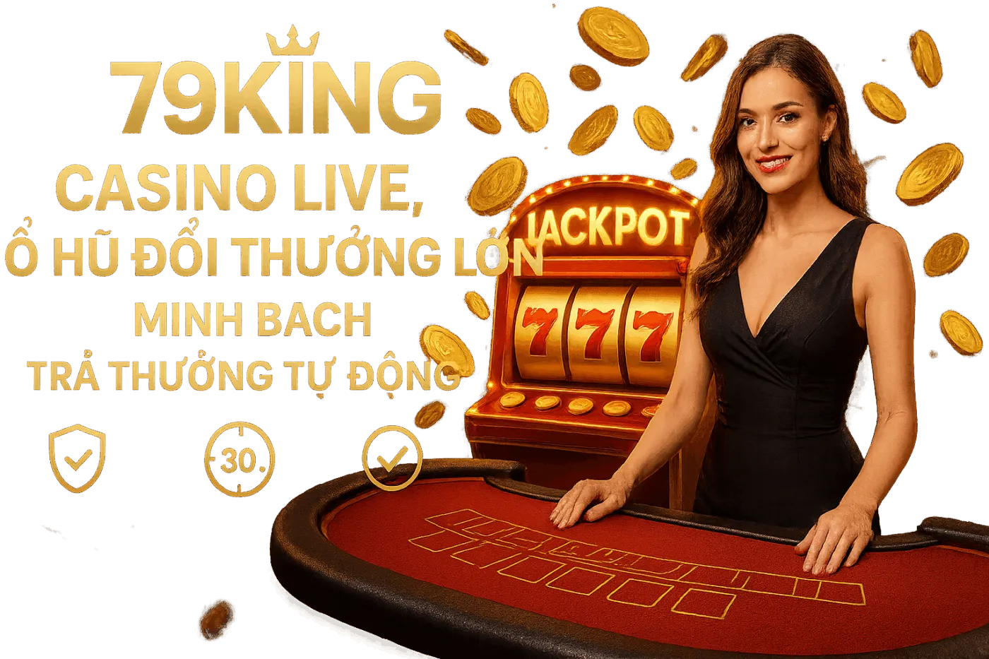 Dealer nữ bên bàn casino live của 79KING