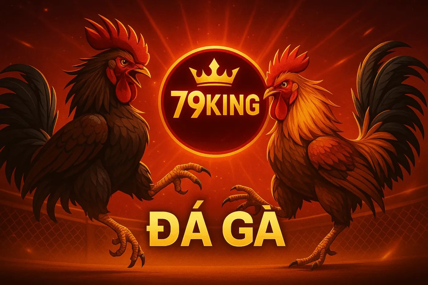 Hai chú gà trống đối đầu trong sảnh đá gà 79KING