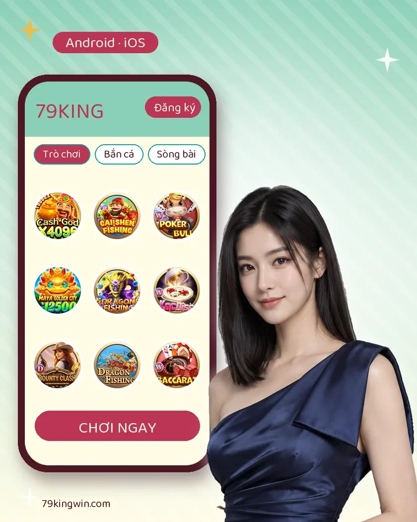 Ứng dụng 79KING trên điện thoại hiển thị sảnh trò chơi