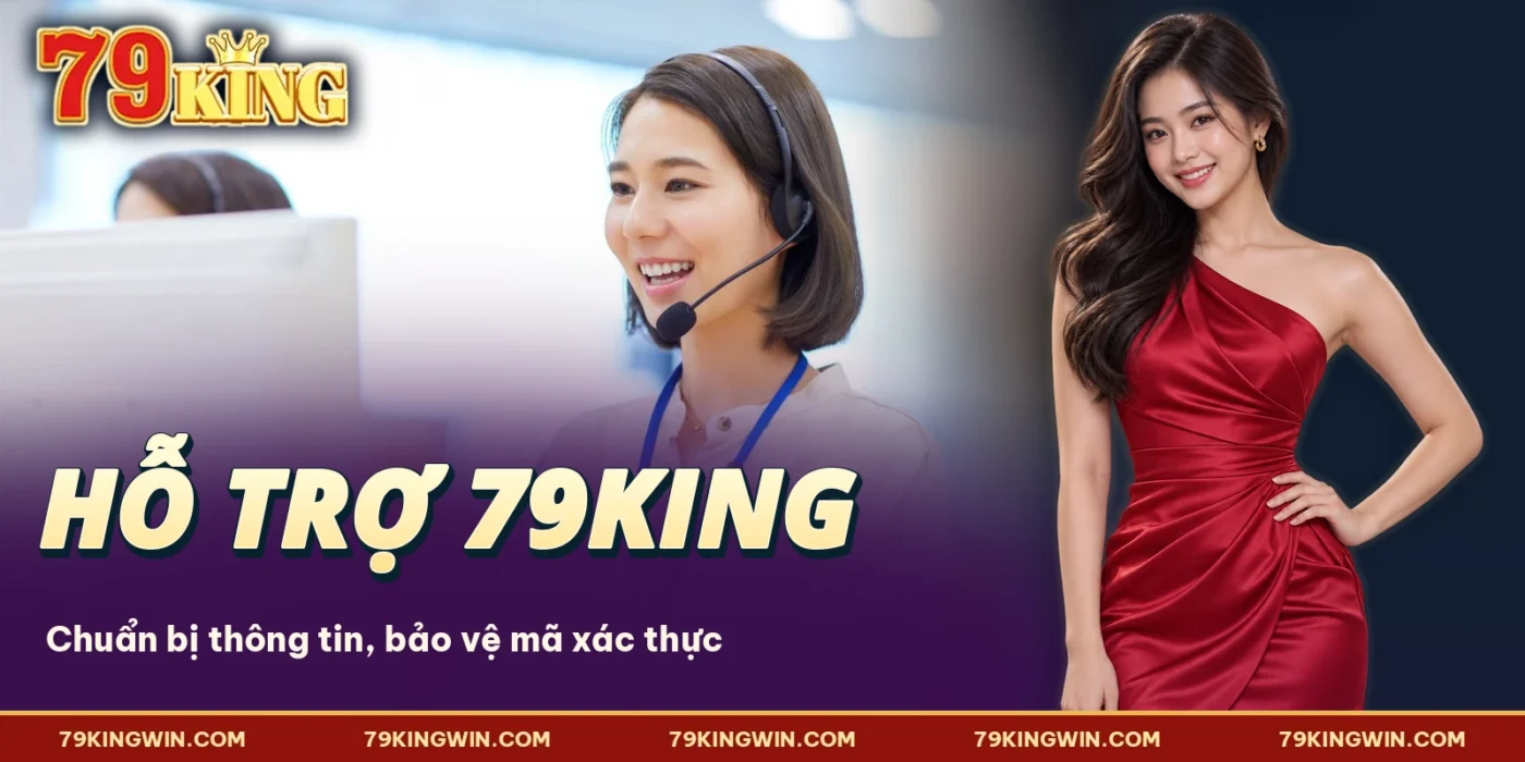 Nhân viên đeo tai nghe làm việc tại máy tính trong bài hỗ trợ khách hàng 79KING.