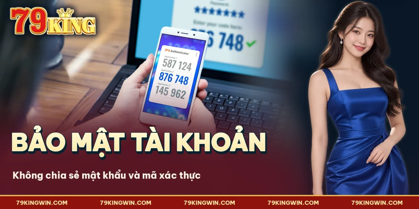 Điện thoại hiển thị ứng dụng xác thực hai yếu tố trong mục bảo mật của tin tức 79KING.